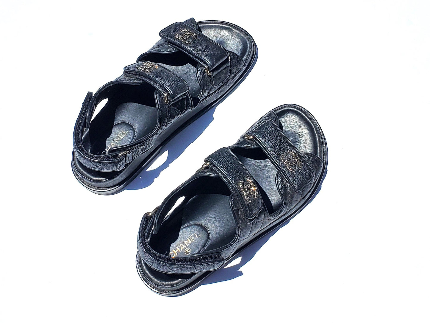 Chanel 2020 Black Quilted Leather Dad Sandals 36.5 for Women