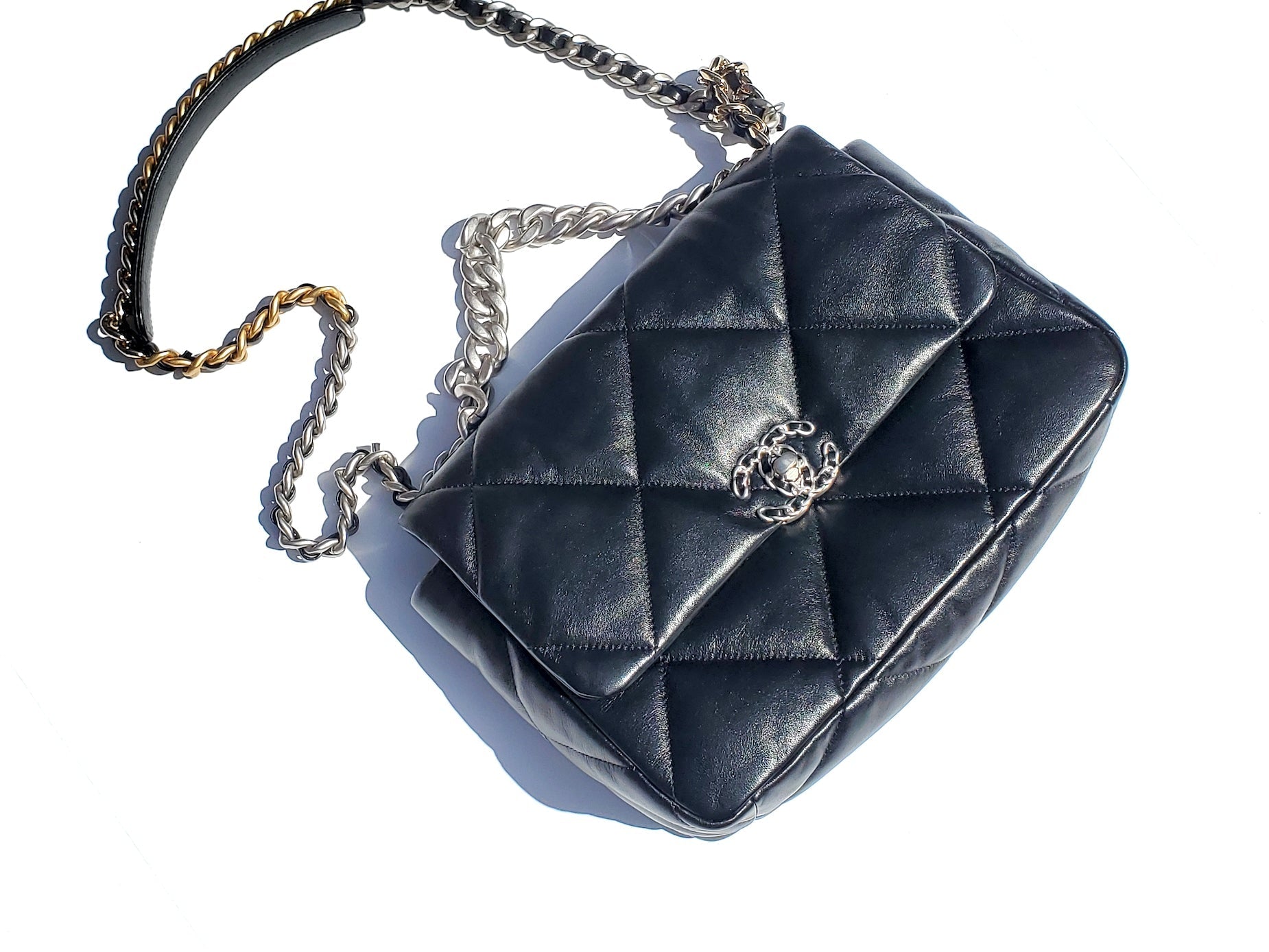 Chanel 19 22C Black Lambskin Quilted Large Flap Bag