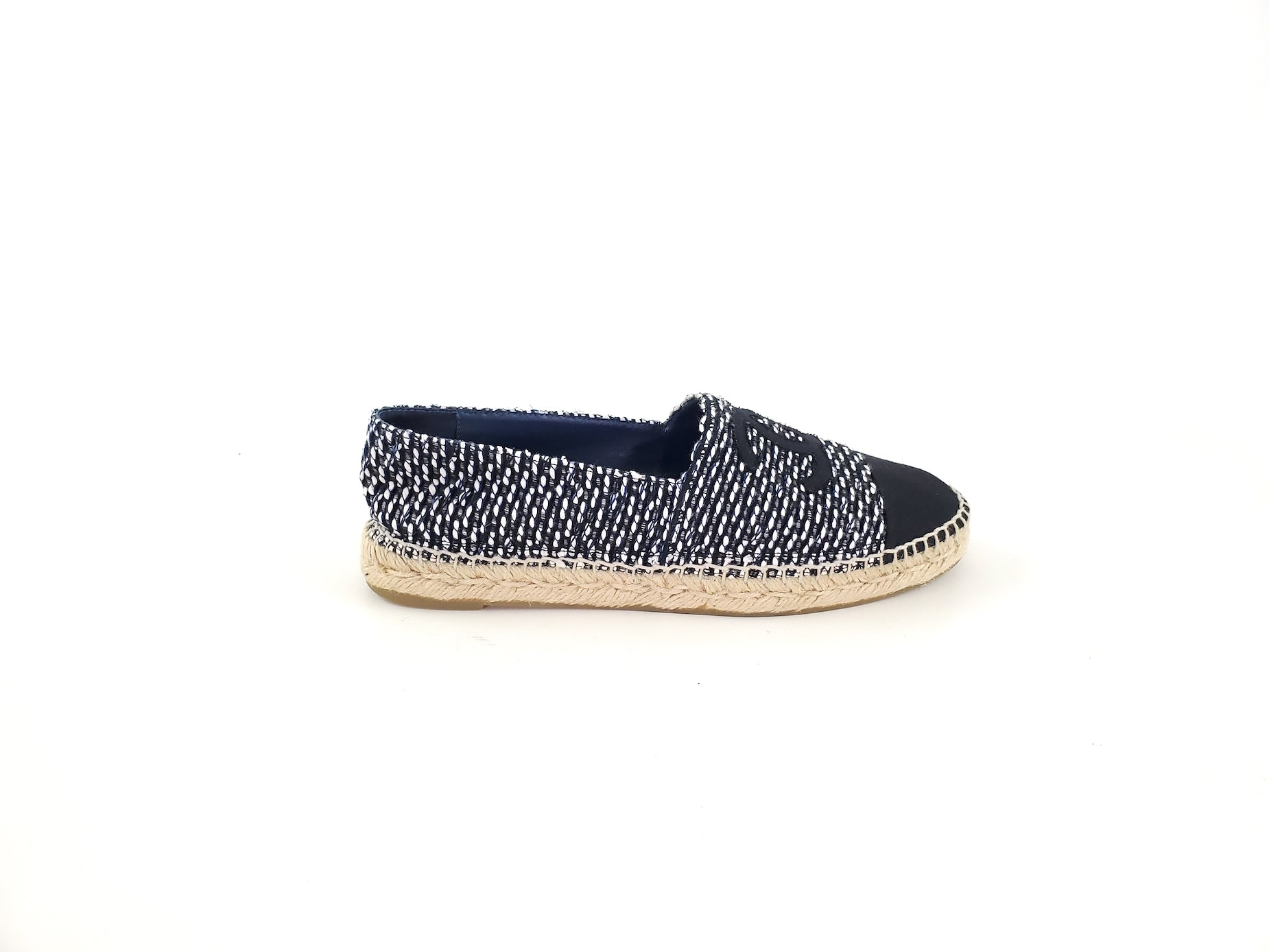 Chanel 19C Black White Tweed Espadrilles Flats 41 Handbag