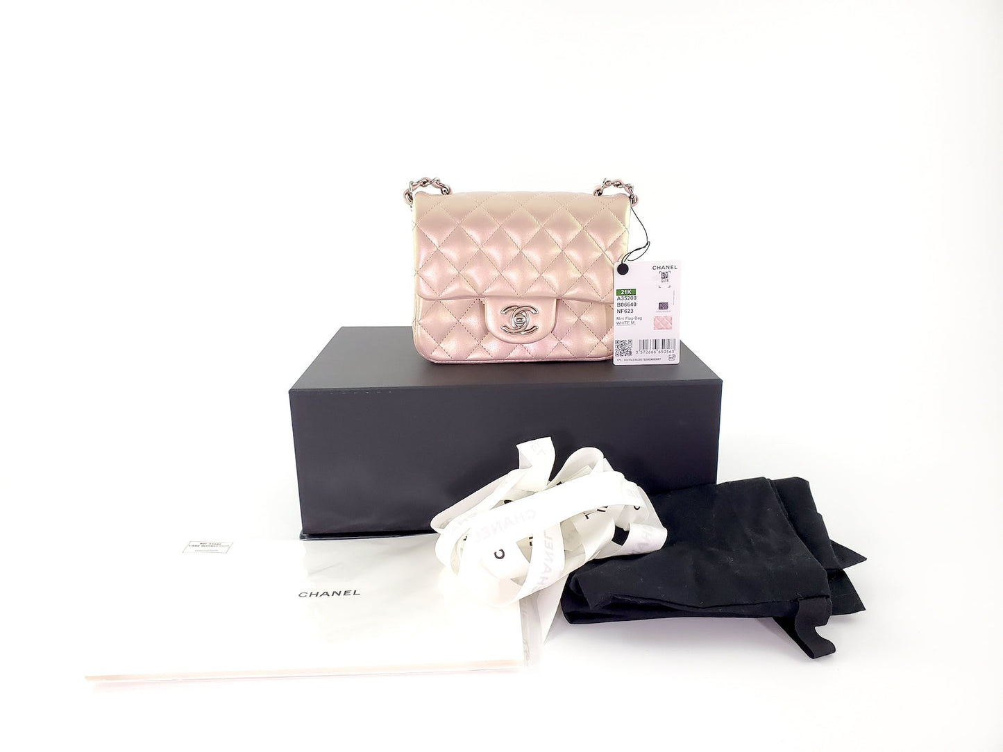 Chanel New Square Mini Iridescent Pink Calfskin Leather Bag