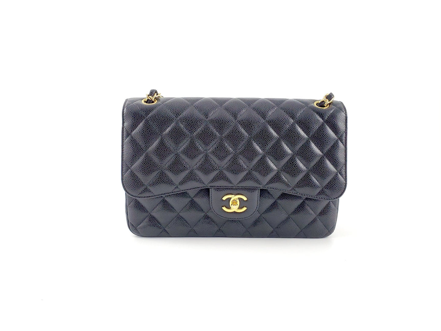 CHANEL Black Caviar Jumbo Classic Double Flap Bag