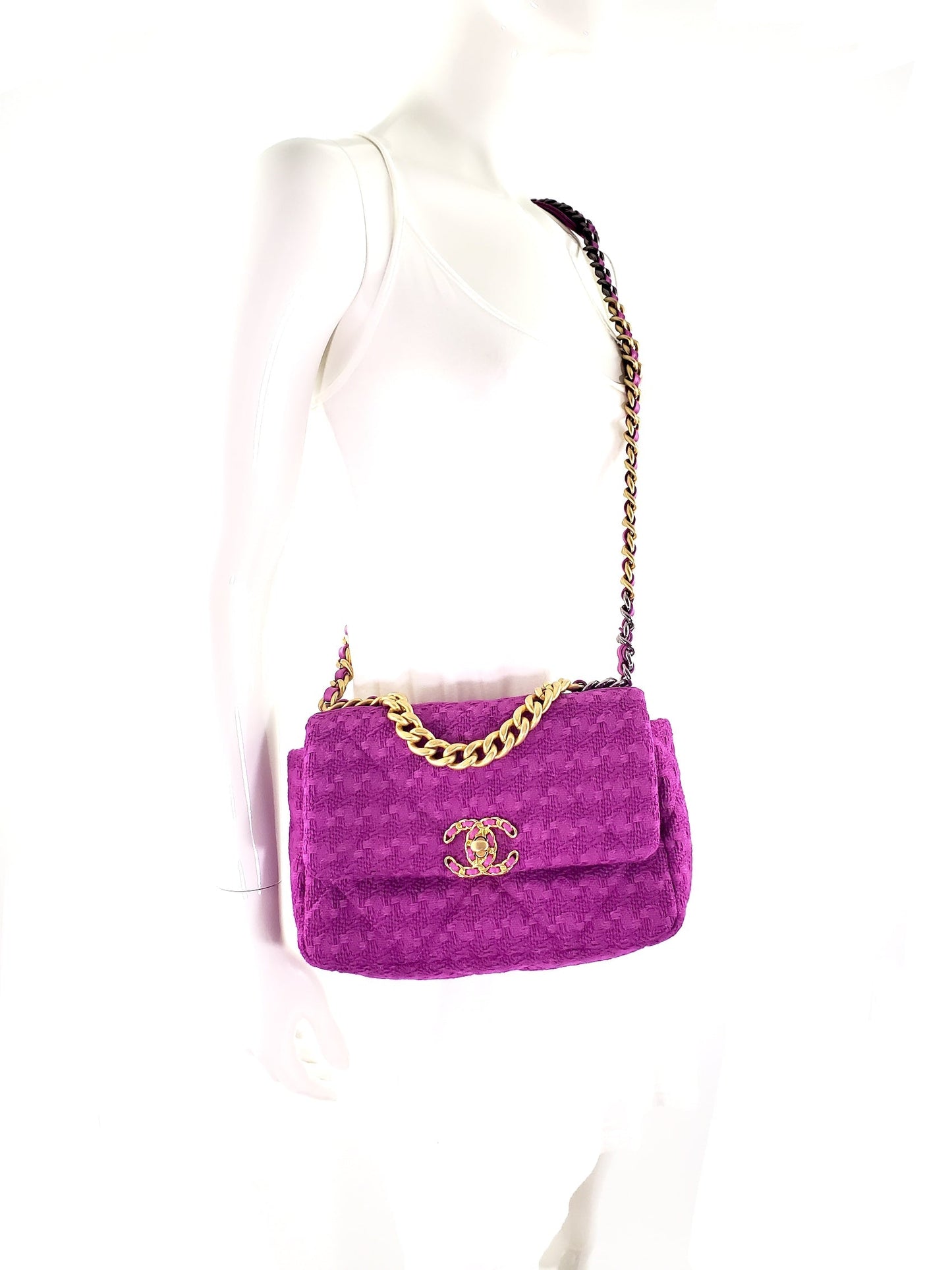 CHANEL 19 Small Tweed Magenta Pink Bag