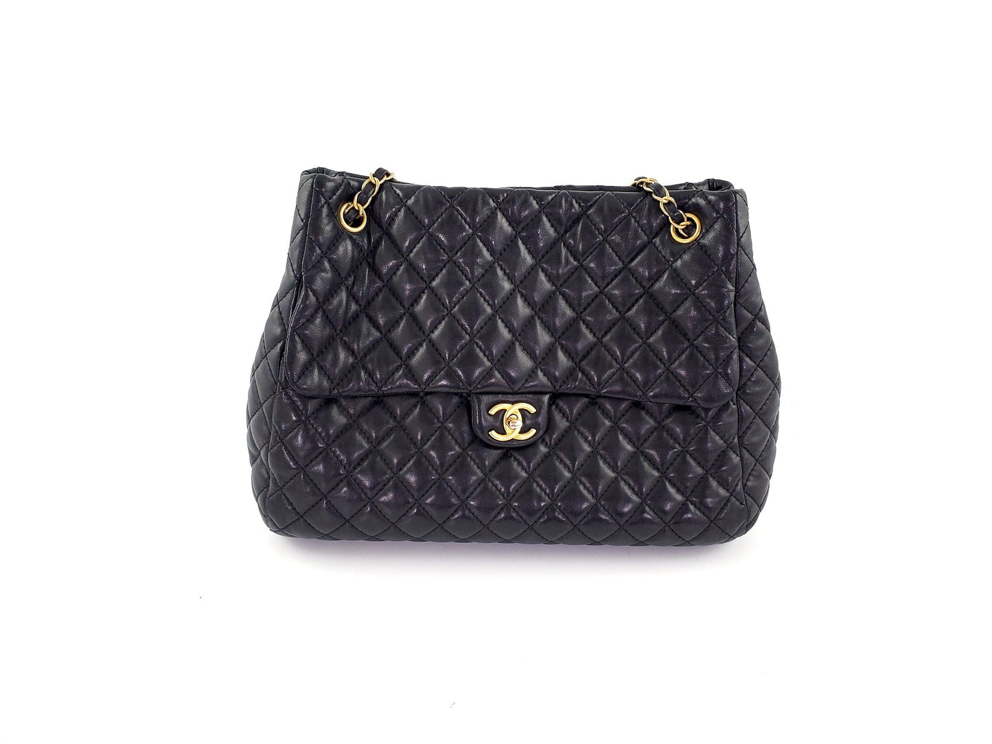 Chanel Black Large Fluffy CC Shopping Leather Tote Bag