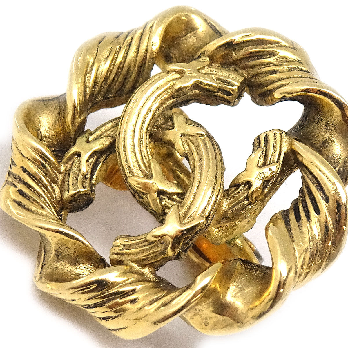 CHANEL Button Earrings Clip-On Gold 2239 27666