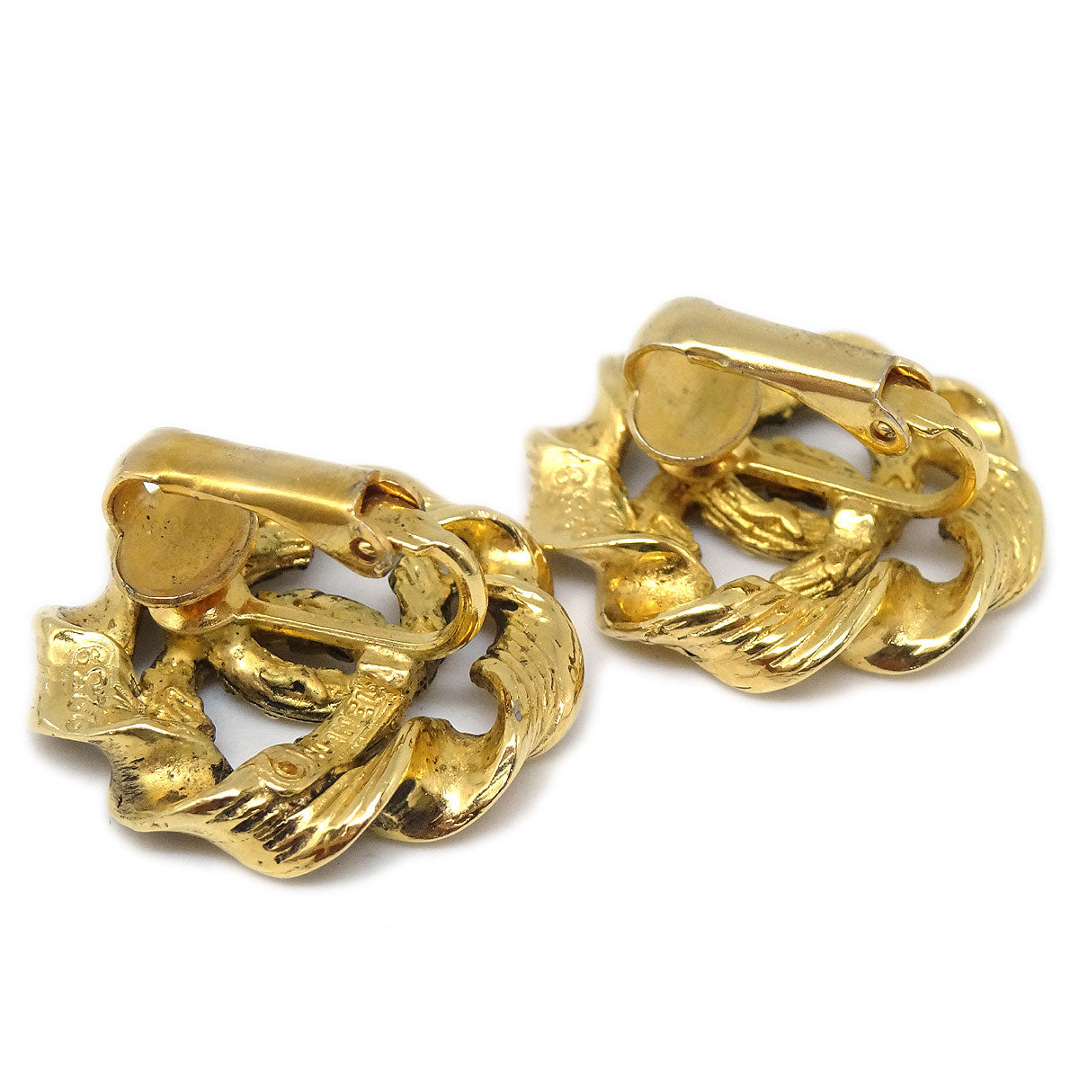 CHANEL Button Earrings Clip-On Gold 2239 27666