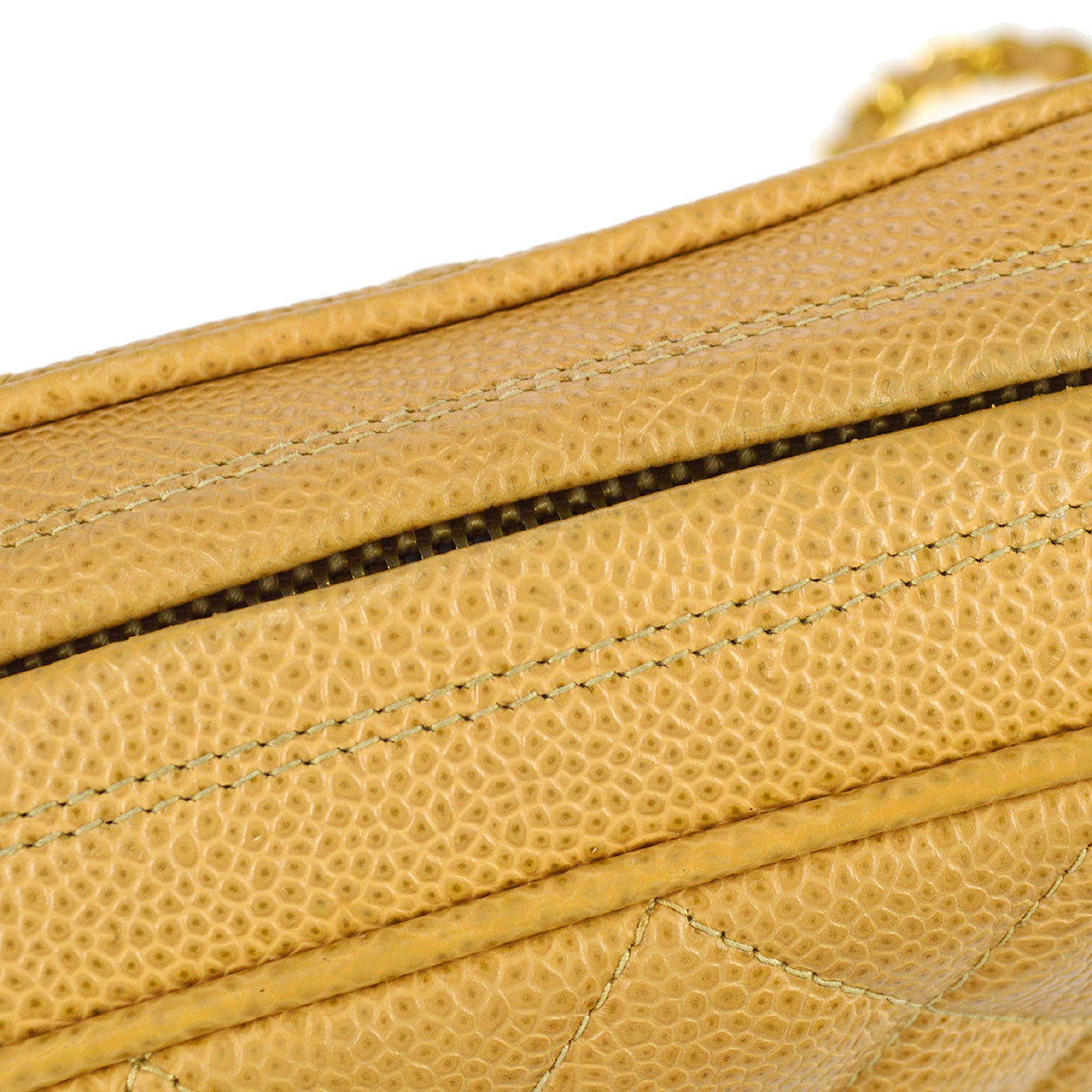 Chanel Chain Fringe Shoulder Bag Beige Caviar