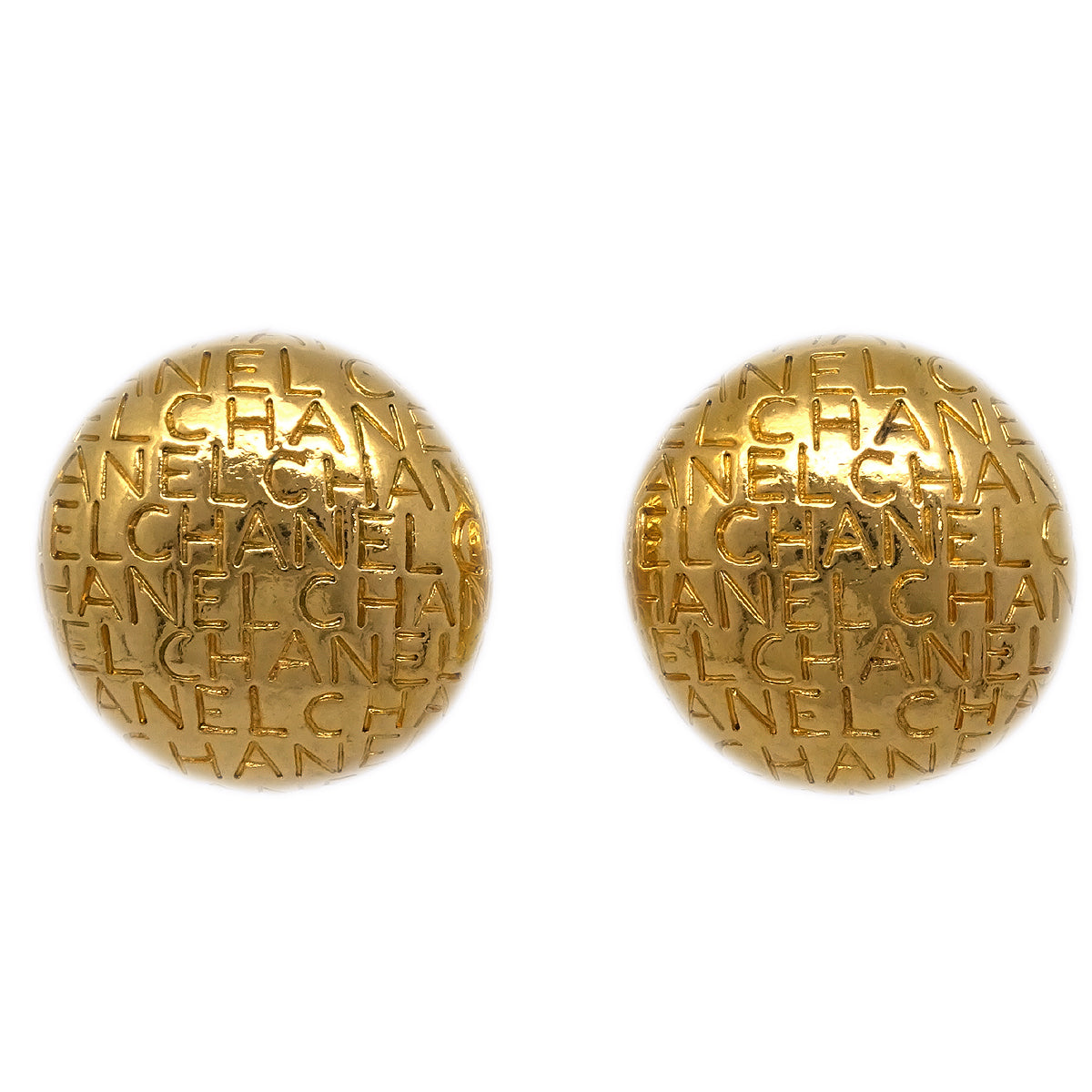 Chanel Button Earrings Clip-On Gold