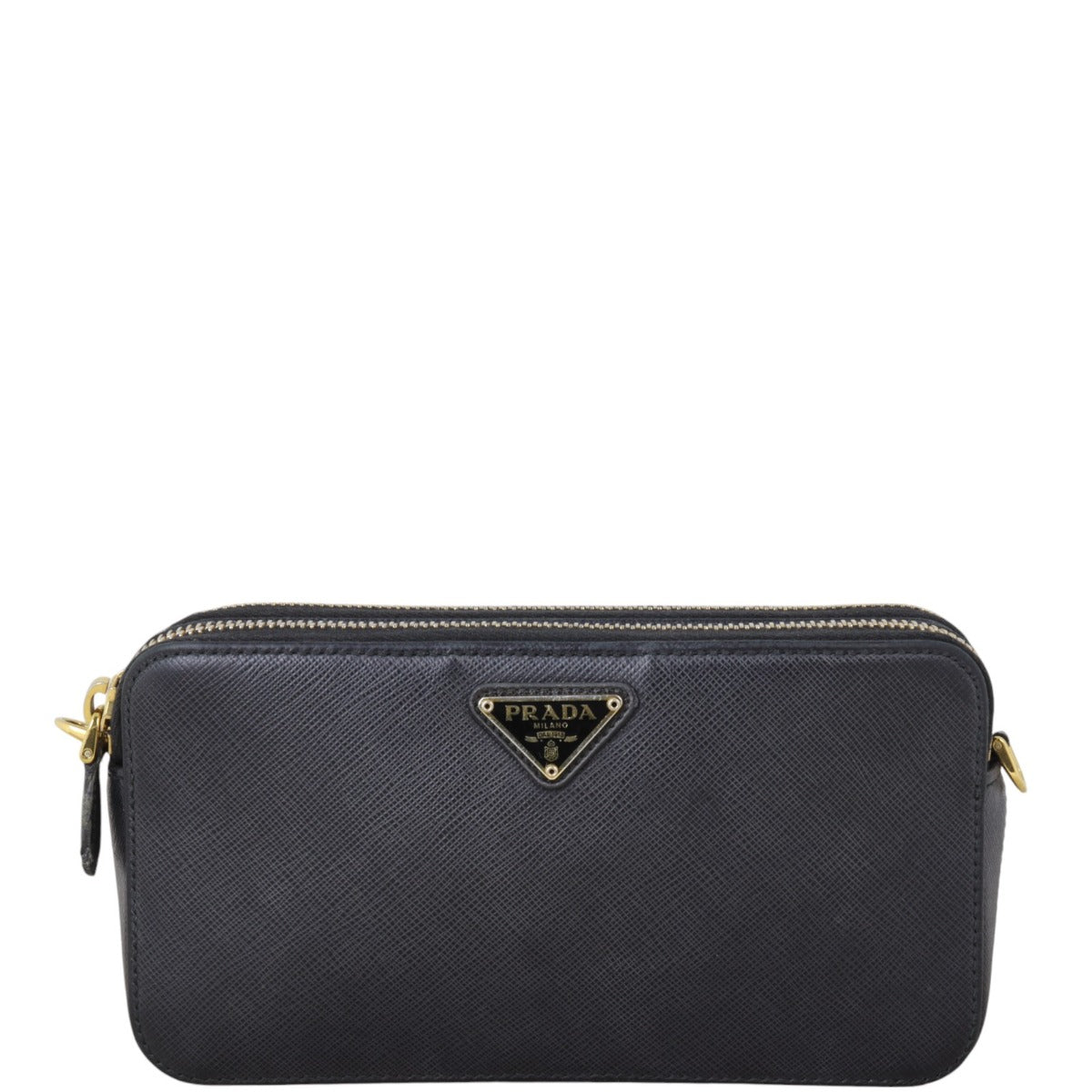 Prada Saffiano Double Zip Crossbody Handbag Mini Chain Crossbody Bag