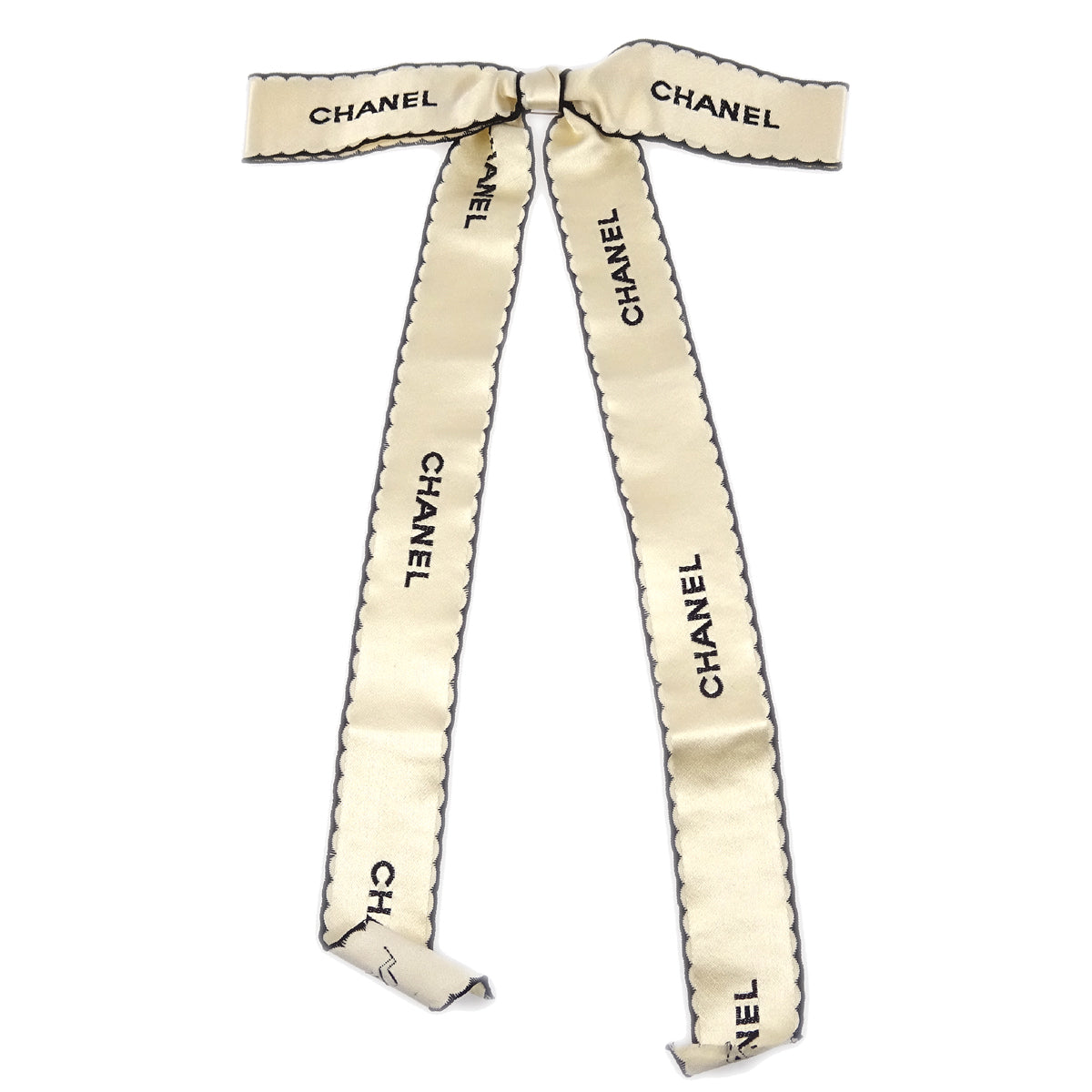 Chanel Bow Brooch Pin White