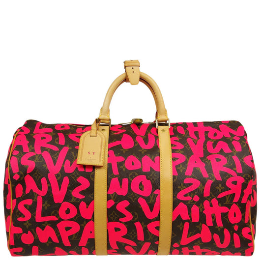 Louis Vuitton * 2009 Pink Monogram Graffiti Keepall 50 Duffle Bag