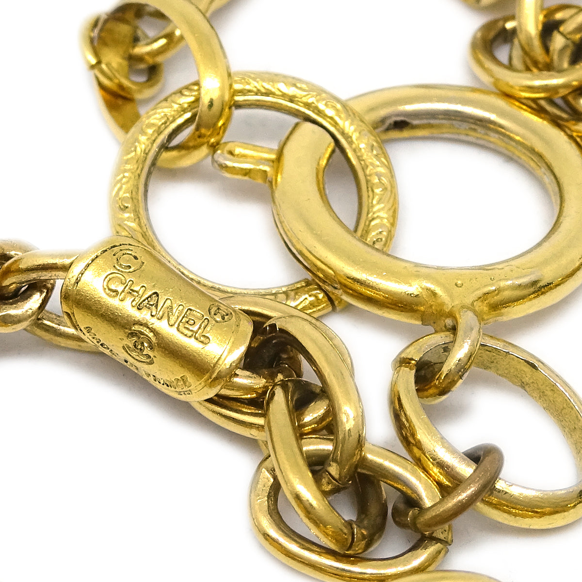 Chanel CC Chain Pendant Necklace Rhinestone Gold