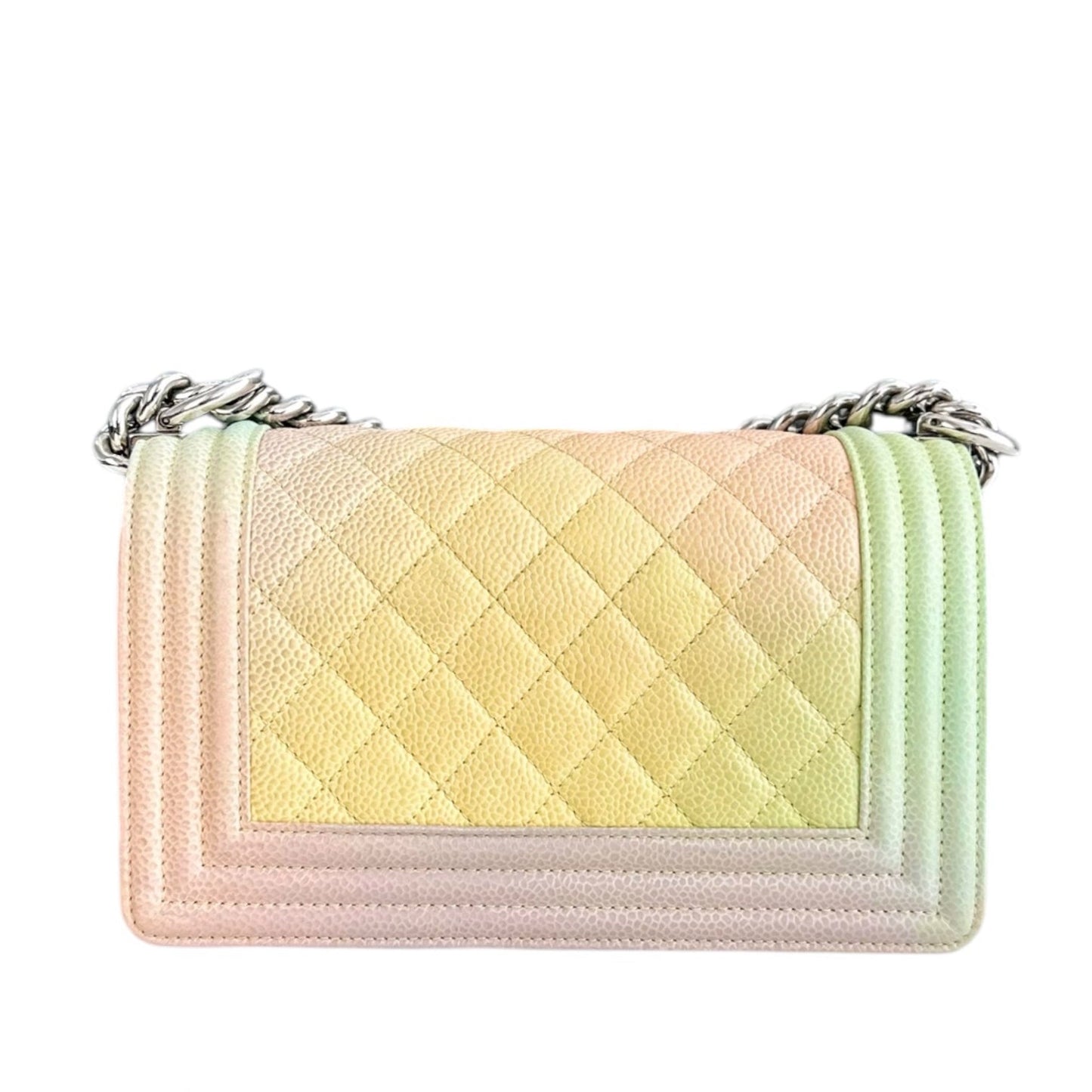 Chanel Boy Small - Caviar Raibow 20CM Quilted Silver Hardware Series 25