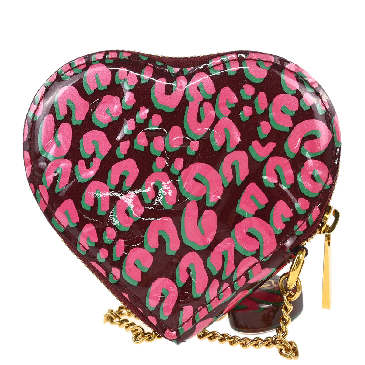 Louis Vuitton 2010 Vernis Leopard Pink Porte Monnaie Coeur Coin Wallet