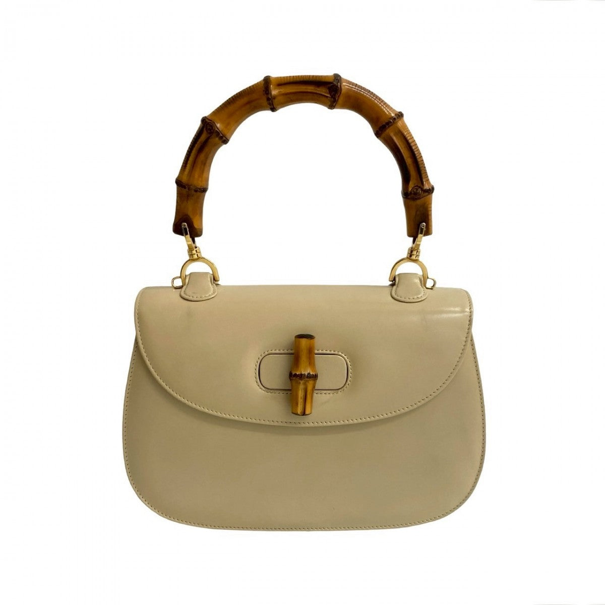 Gucci Bamboo Leather Beige Handbag