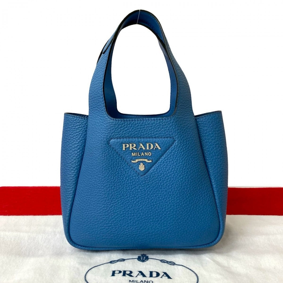 Triangle Metal Women Leather Blue Travel Bag