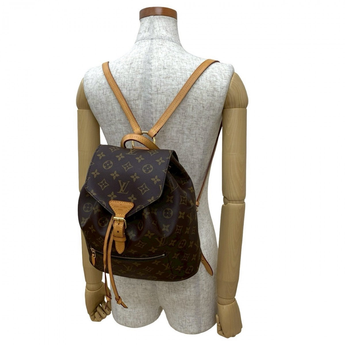 Louis Vuitton Backpack Montsouris MM Monogram Leather Brown