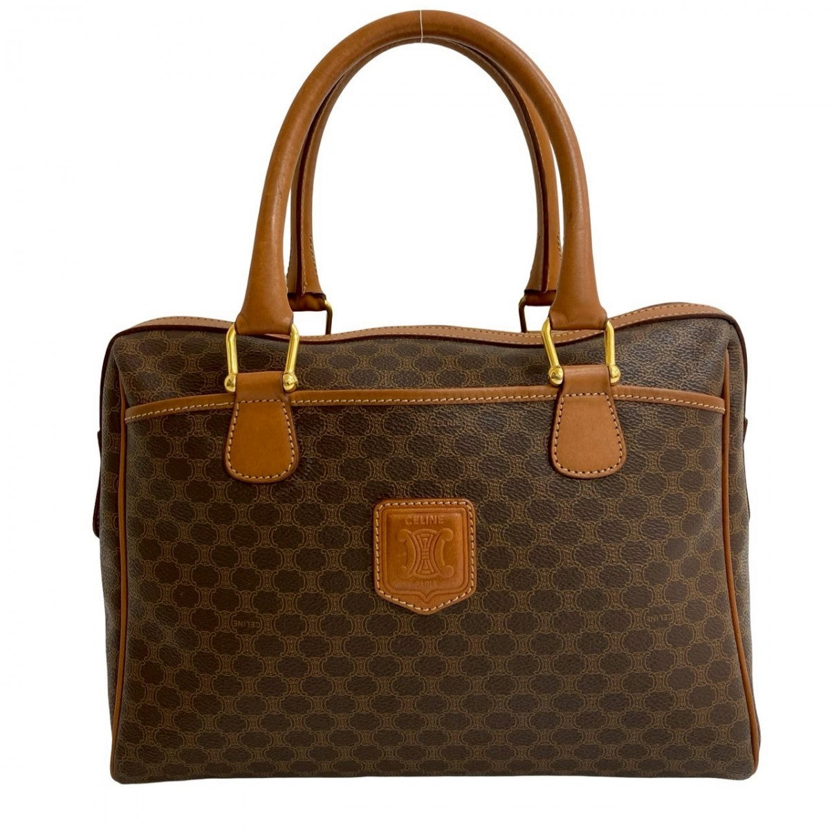 Pvc Macadam Blason Triomphe Pattern Women Leather Brown Travel Bag