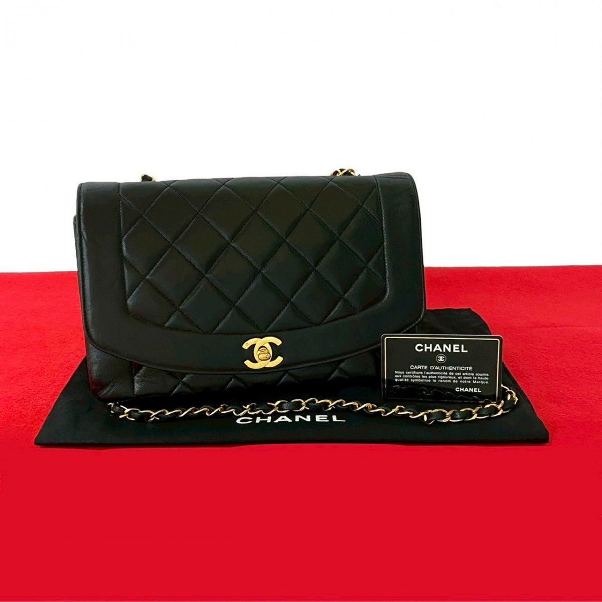 Chanel lambskin COCO Mark Diana flap Black Shoulder Bag