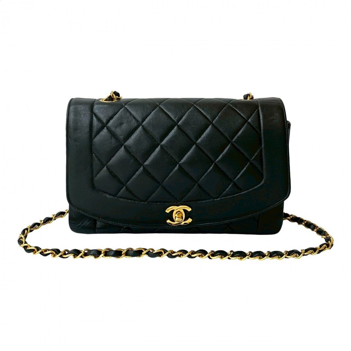 Chanel lambskin COCO Mark Diana flap Black Shoulder Bag