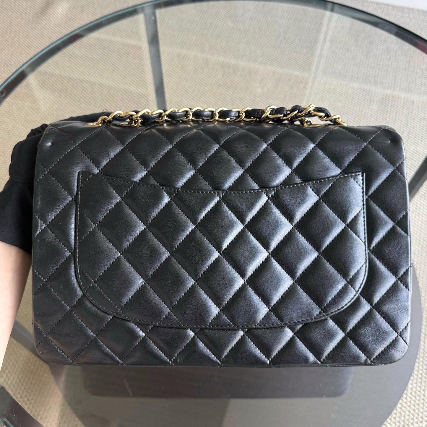Chanel Classic Flap Jumbo - 30CM Single Flap Quilted Lambskin Black Gold Hardware