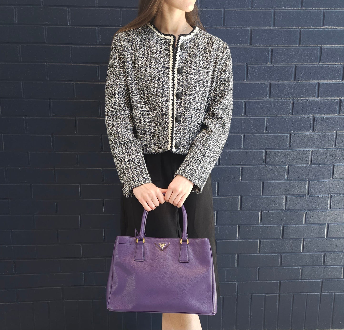 Prada Lux Galleria Tote Tws Leather Saffiano Purple Tote Bag
