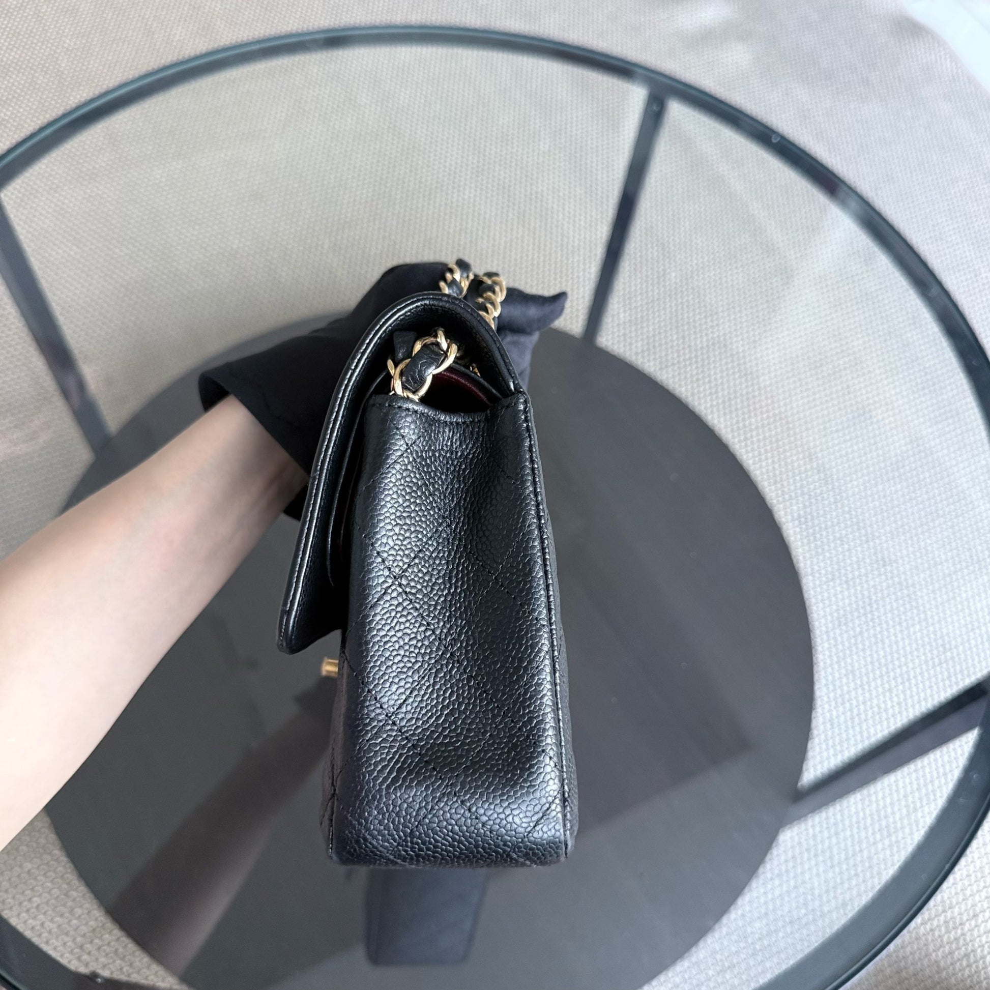 Chanel Classic Flap Medium - Caviar 25CM Quilted Grained Calfskin Black Gold Hardware Series 17