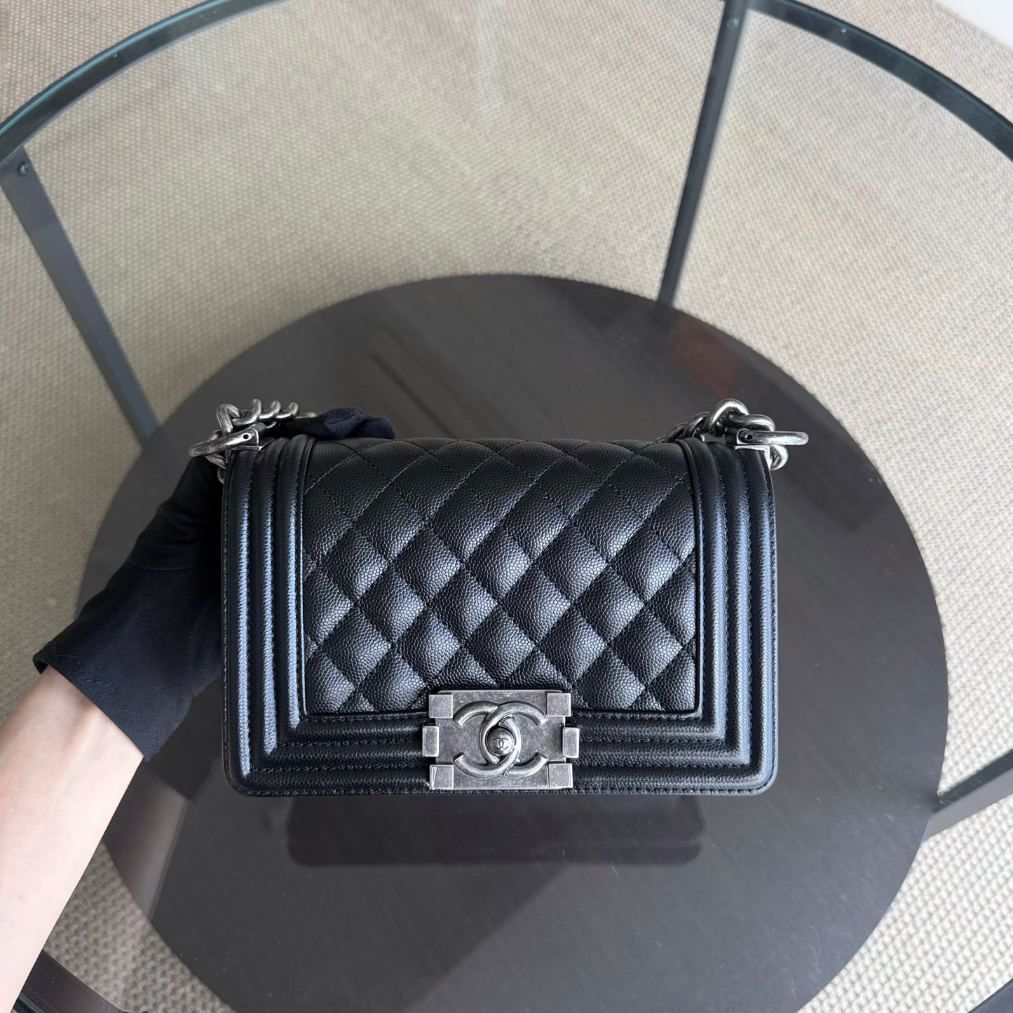 Chanel Boy Small - Caviar Quilted Grained Calfskin Black Ruthenium Silver Hardware Series 26