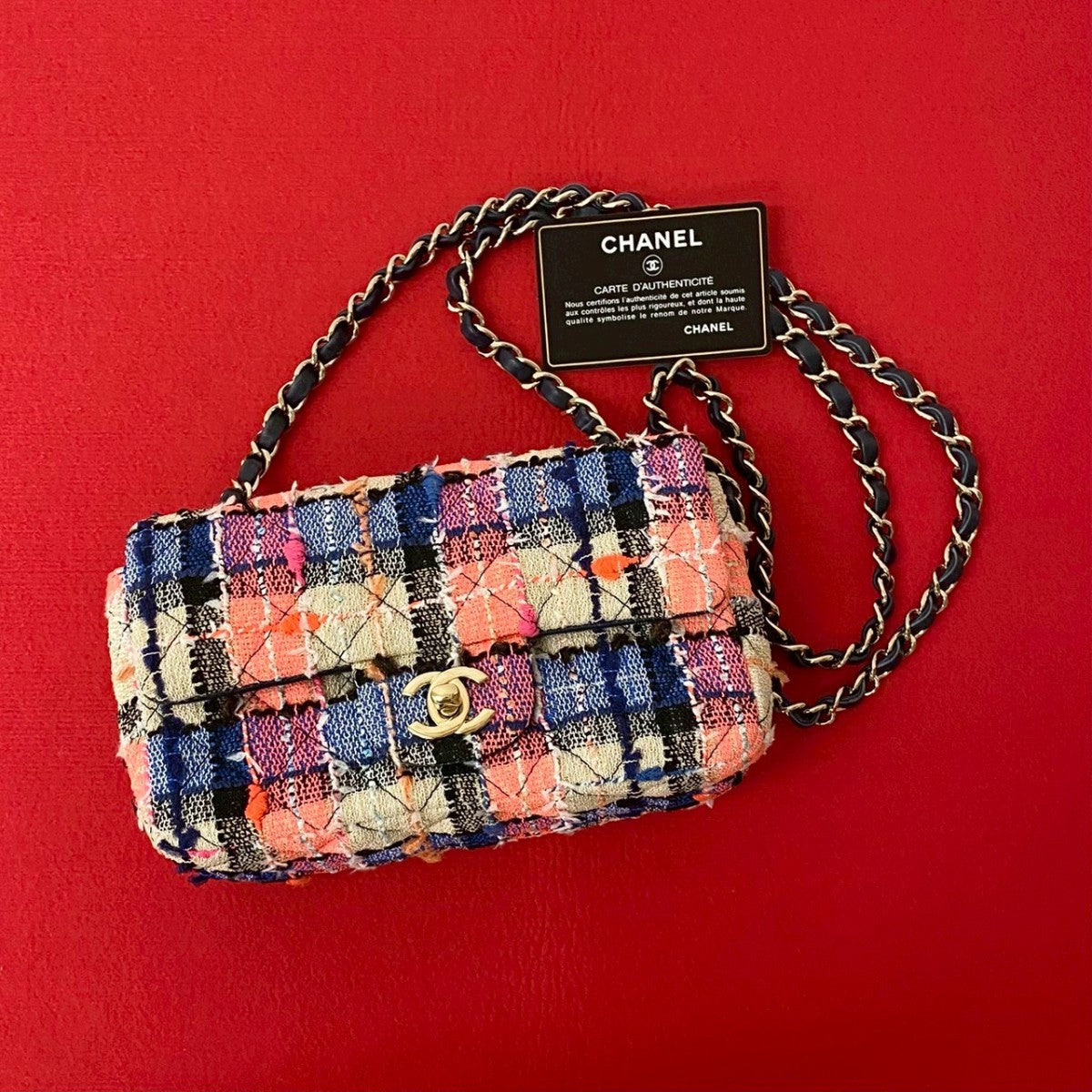 Chanel tweed Navy Shoulder Bag