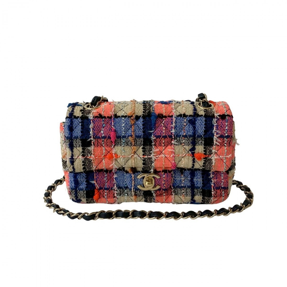 Chanel tweed Navy Shoulder Bag