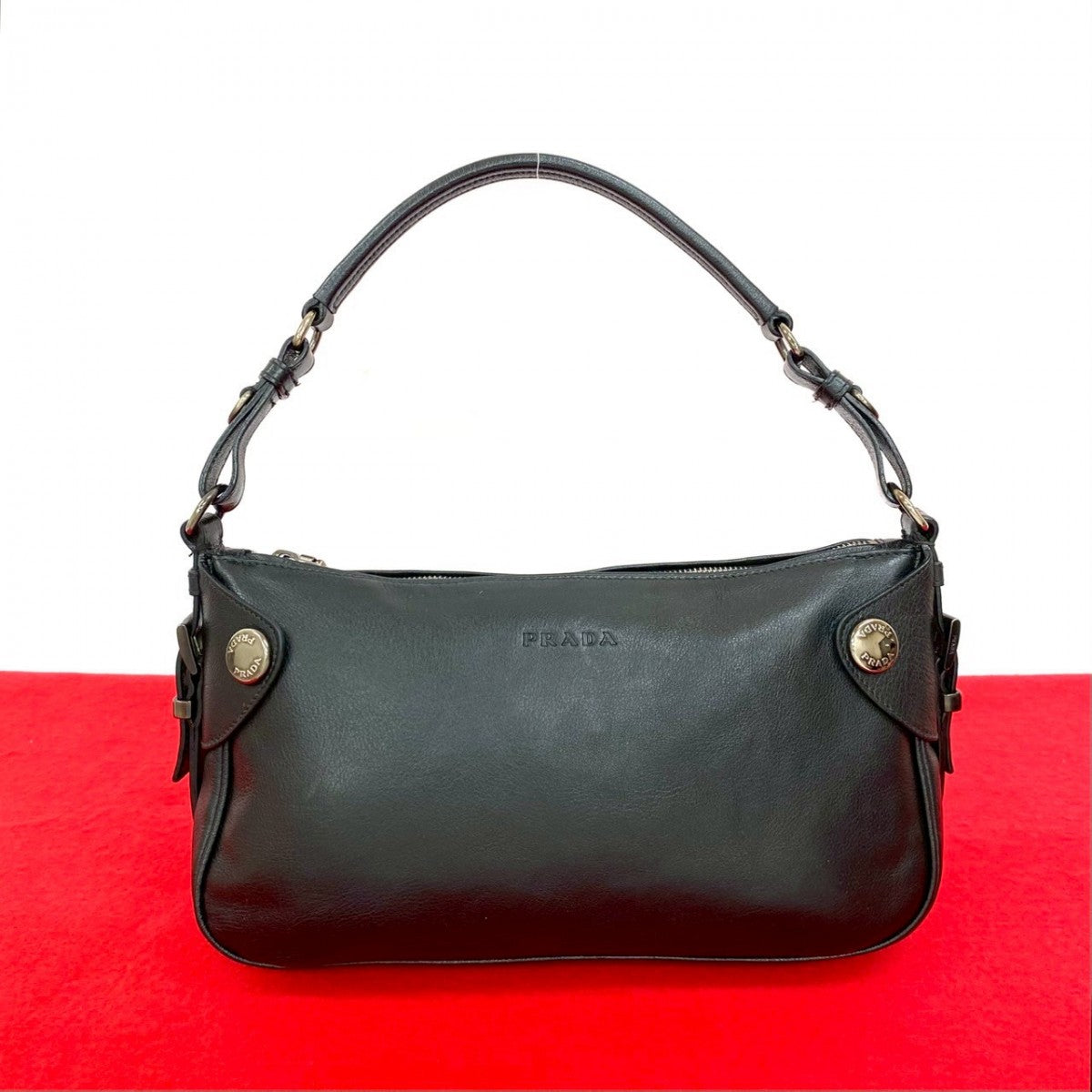 Shoulder Bag Metal Women Leather Black