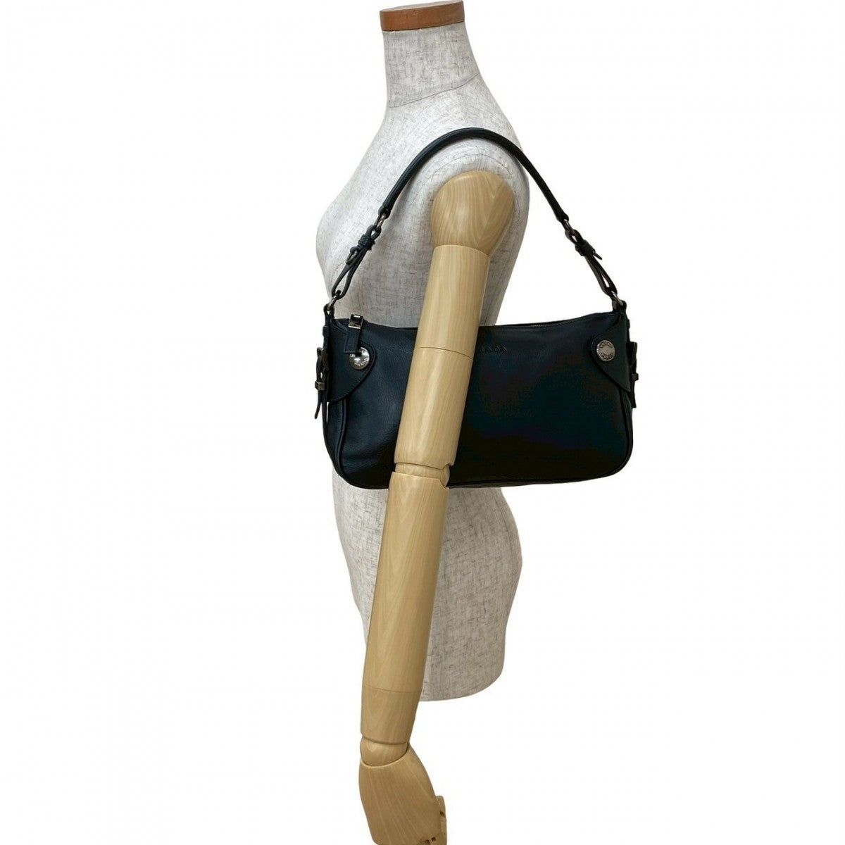 Shoulder Bag Metal Women Leather Black