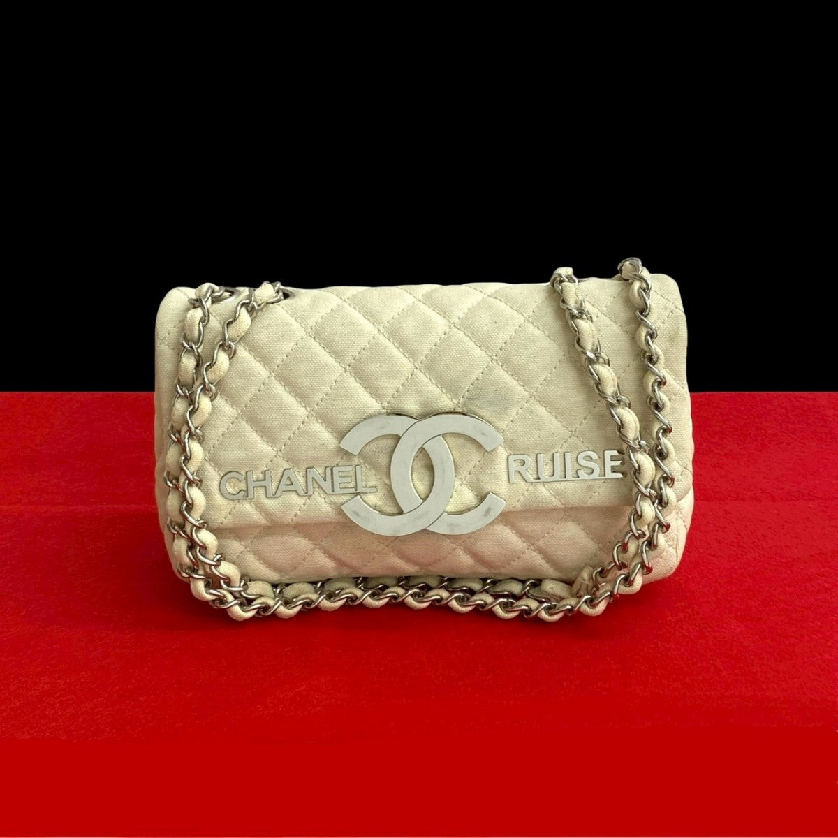 Chanel Matrasse Cruise collection White Canvas Shoulder Bag