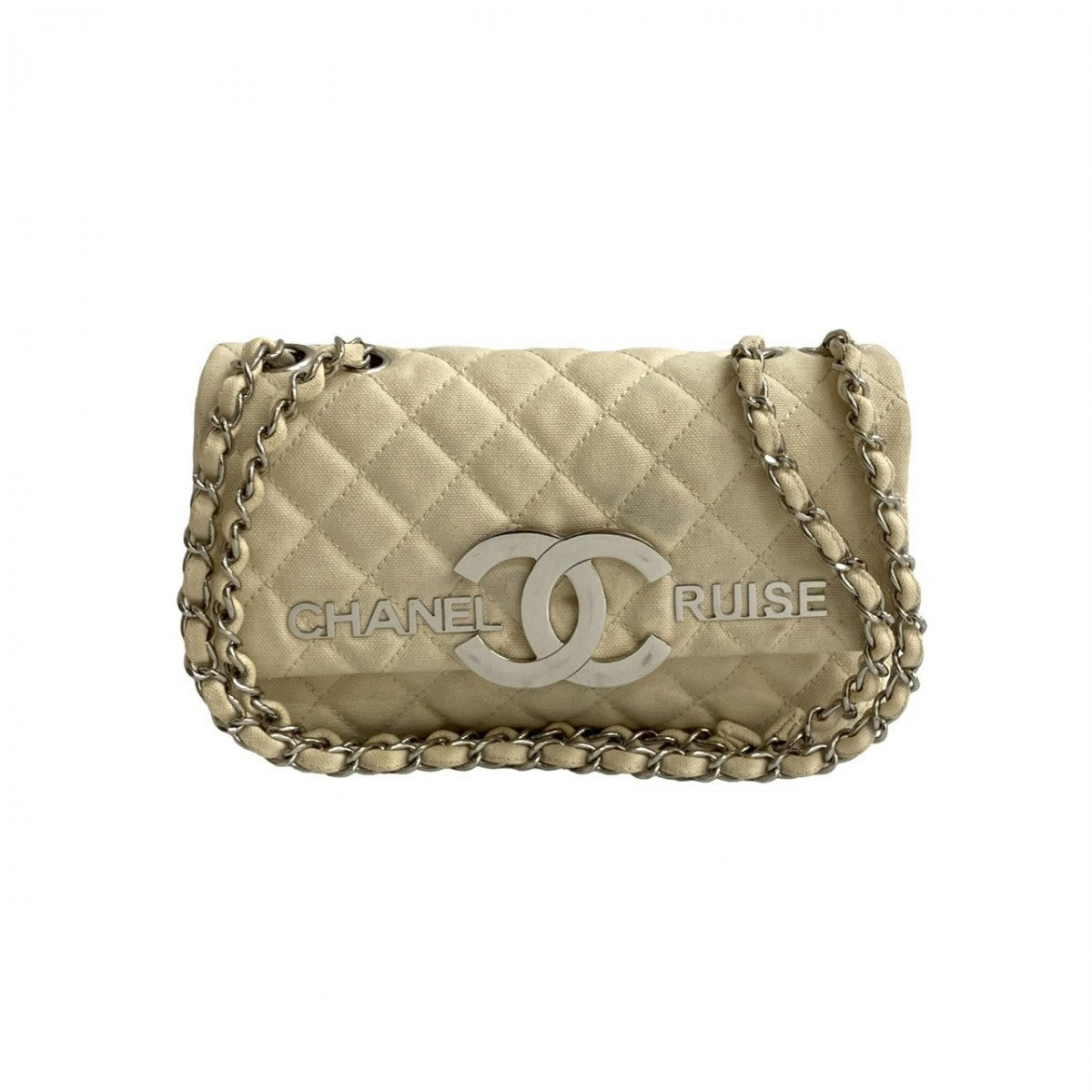 Chanel Matrasse Cruise collection White Canvas Shoulder Bag
