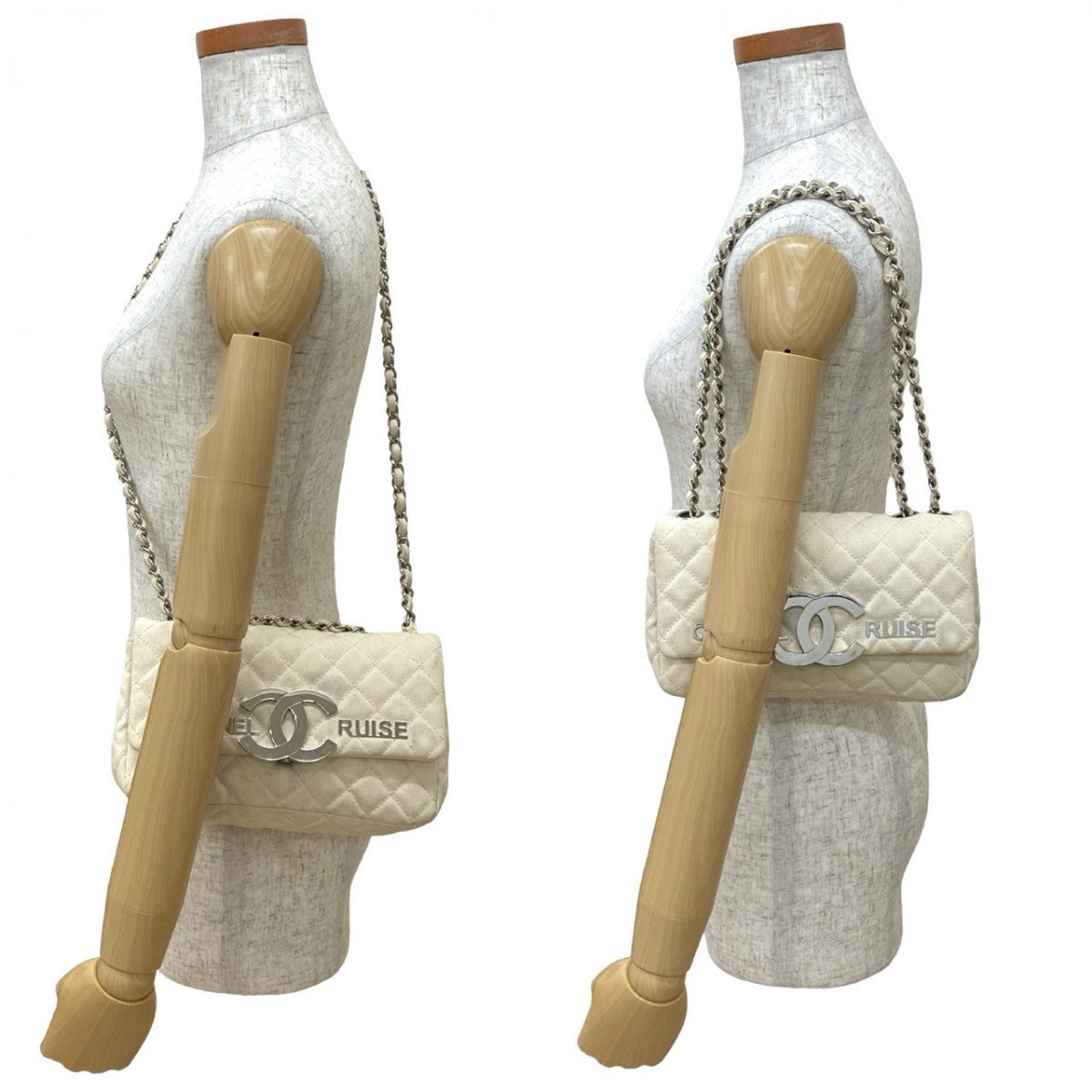 Chanel Matrasse Cruise collection White Canvas Shoulder Bag