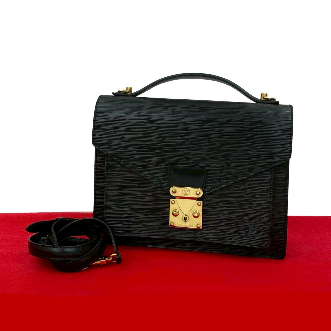 Louis Vuitton Epi Monceau Leather Black Shoulder Bag