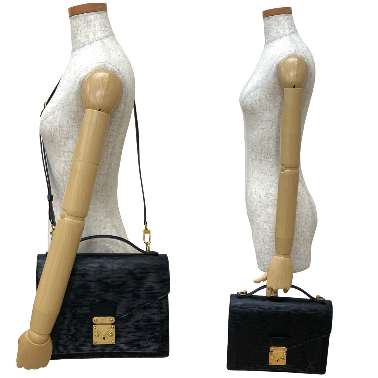 Louis Vuitton Epi Monceau Leather Black Shoulder Bag