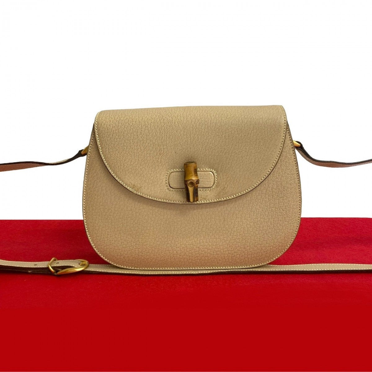 Gucci Bamboo Leather Beige Shoulder Bag
