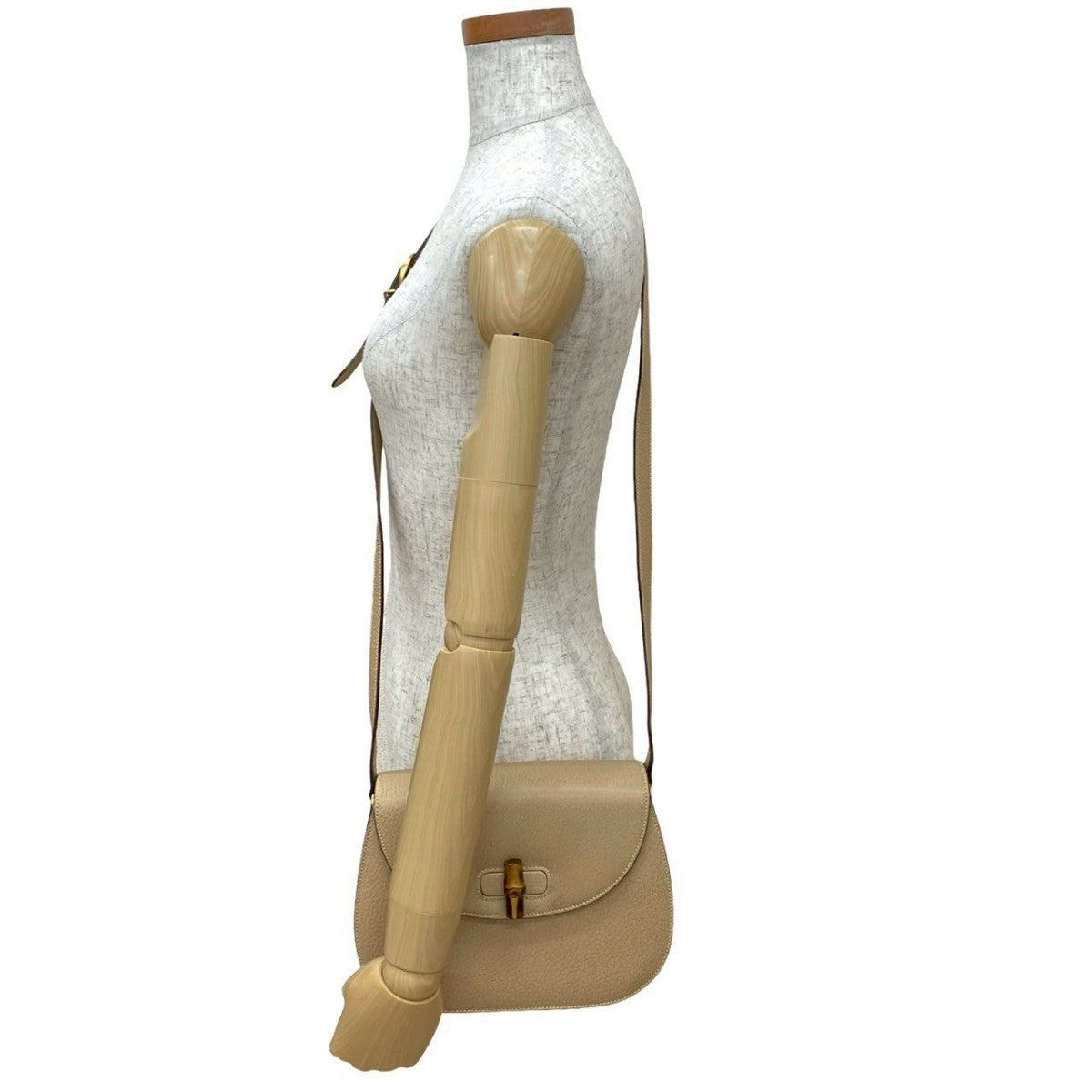 Gucci Bamboo Leather Beige Shoulder Bag