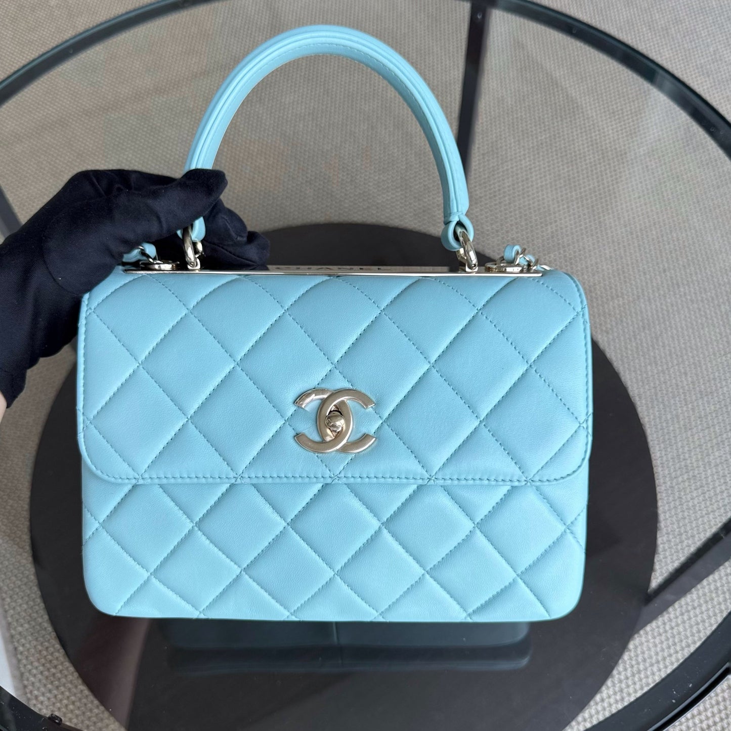Chanel Trendy CC Small - Quilted Lambskin Light Blue Gold Hardware