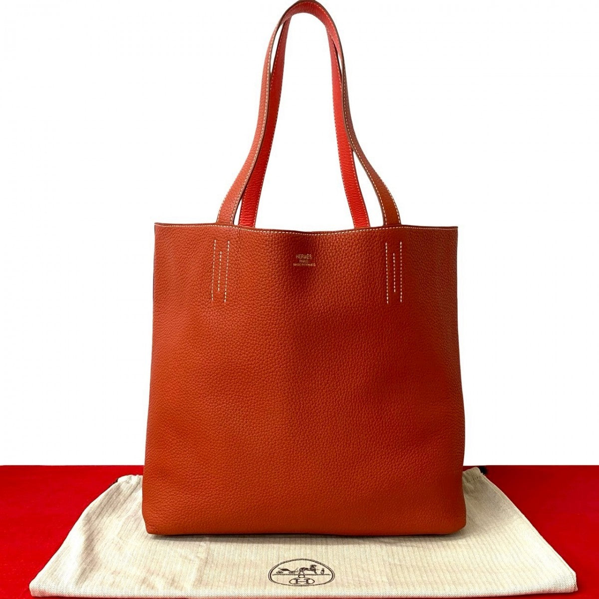 Tote Bag Taurillon Clemence Orange Double Sense