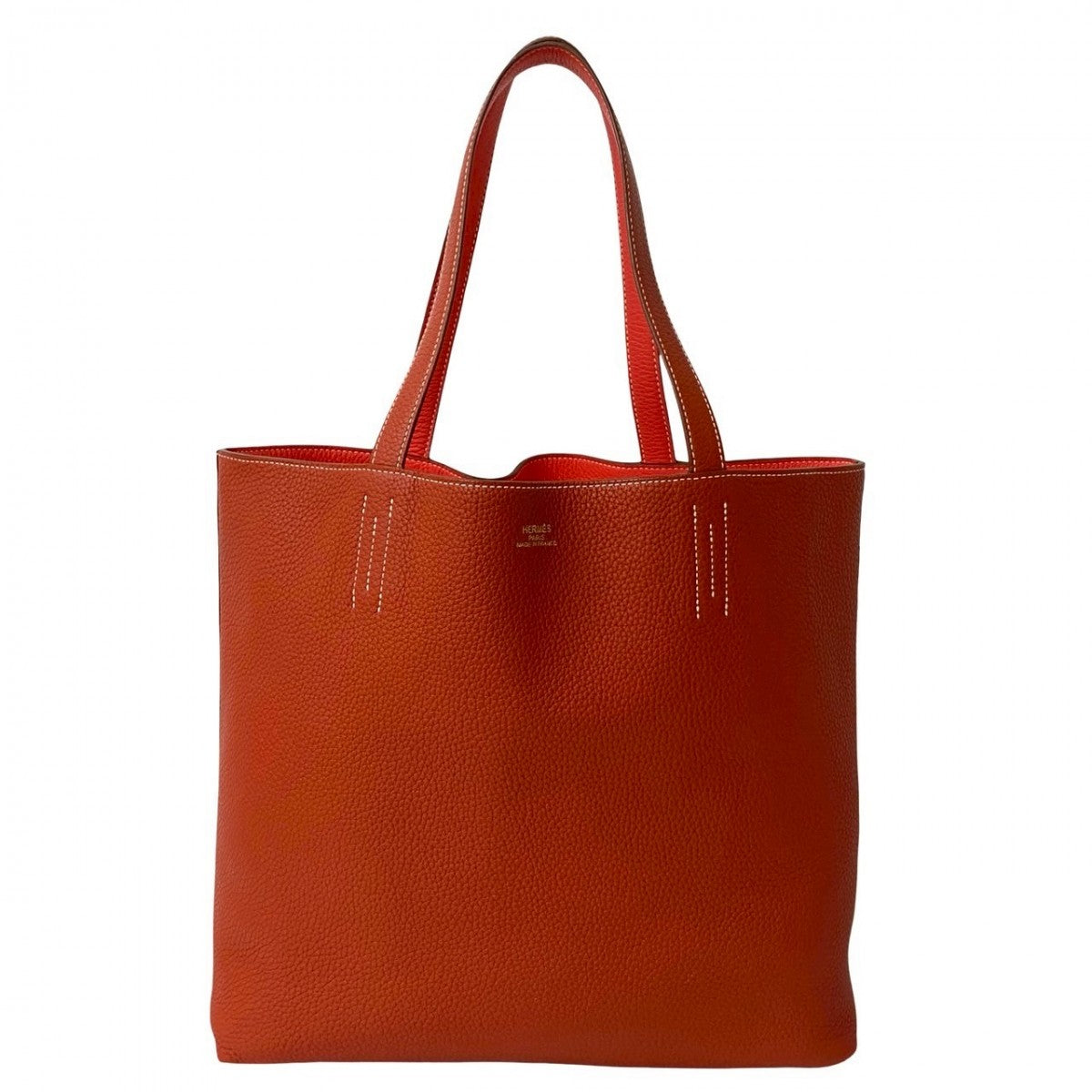 Hermes Tote Bag Taurillon Clemence Double Sense Orange
