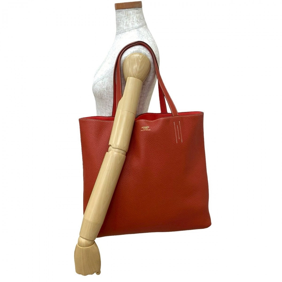 Tote Bag Taurillon Clemence Orange Double Sense