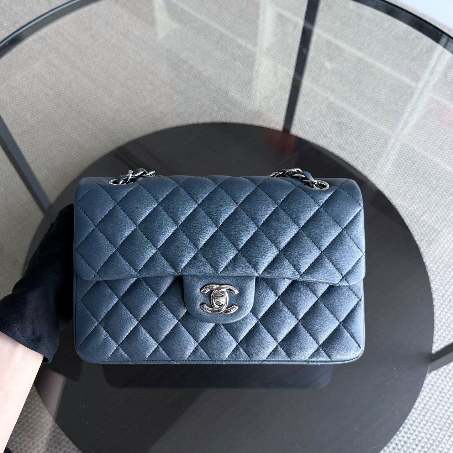 Chanel Classic Flap Small - 23CM Quilted Lambskin Blue Silver Hardware Series 23
