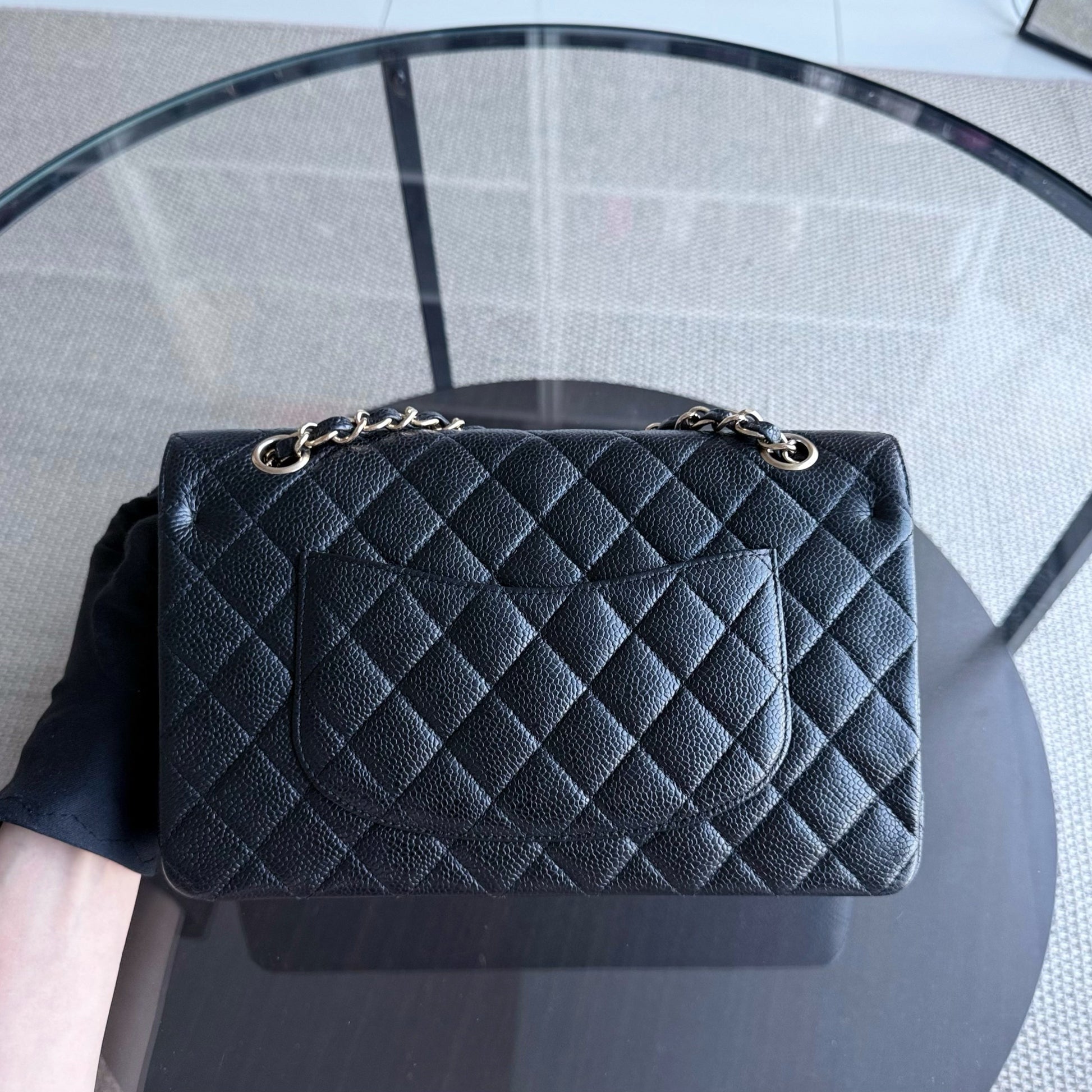 Chanel Classic Flap Medium - Caviar 25CM Quilted Grained Calfskin Black Gold Hardware Series 13