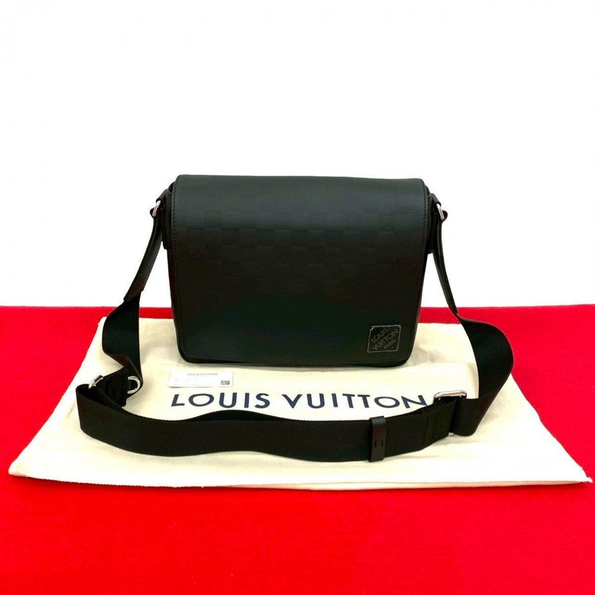 Louis Vuitton Damier Anfini District PM Leather Black Shoulder Bag
