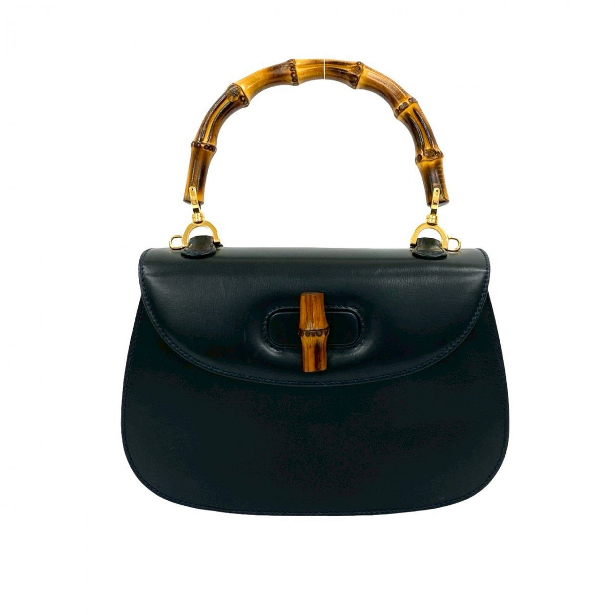 Gucci Bamboo Leather Navy Handbag