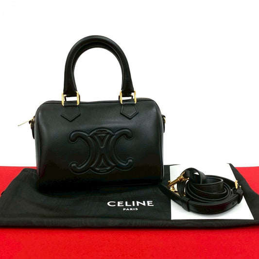 Shoulder Bag Cuir Triomphe Leather Black