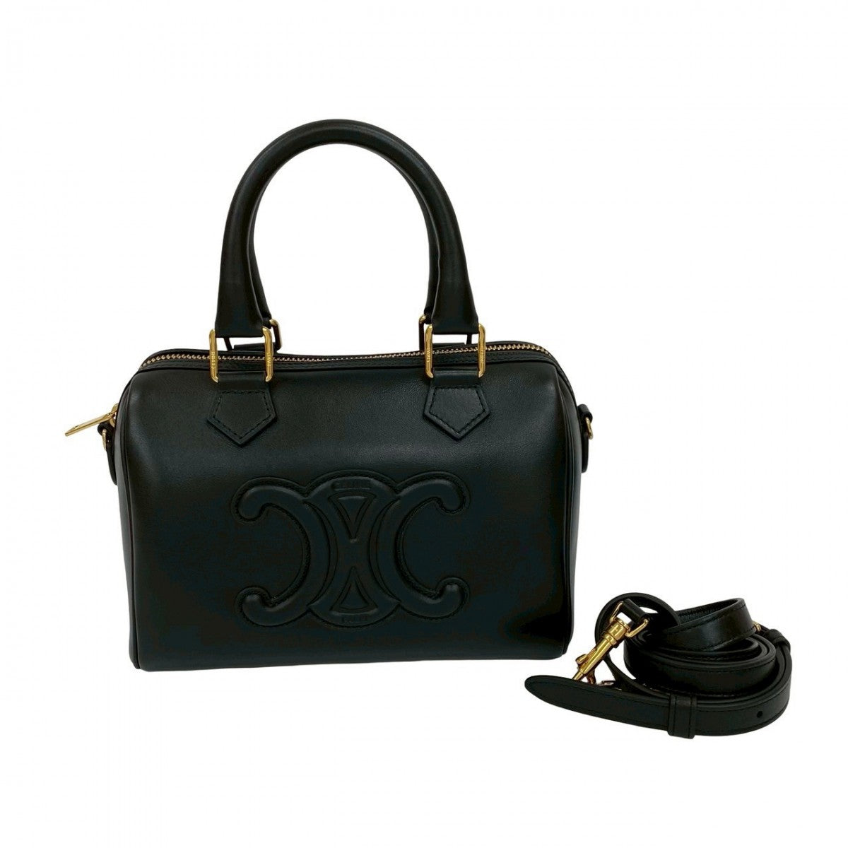 Shoulder Bag Cuir Triomphe Leather Black
