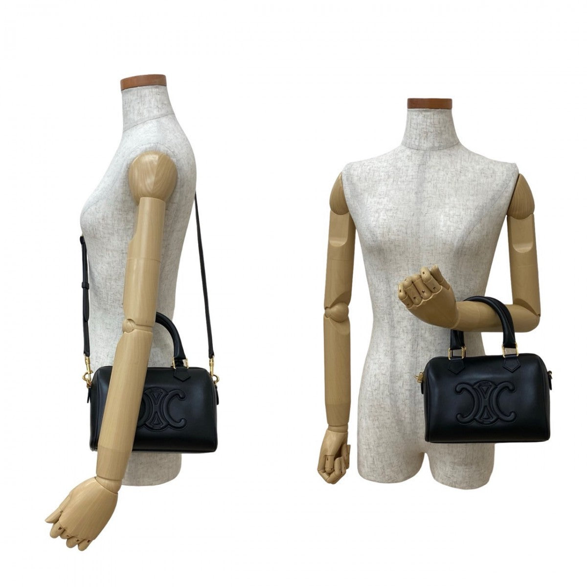 Shoulder Bag Cuir Triomphe Leather Black