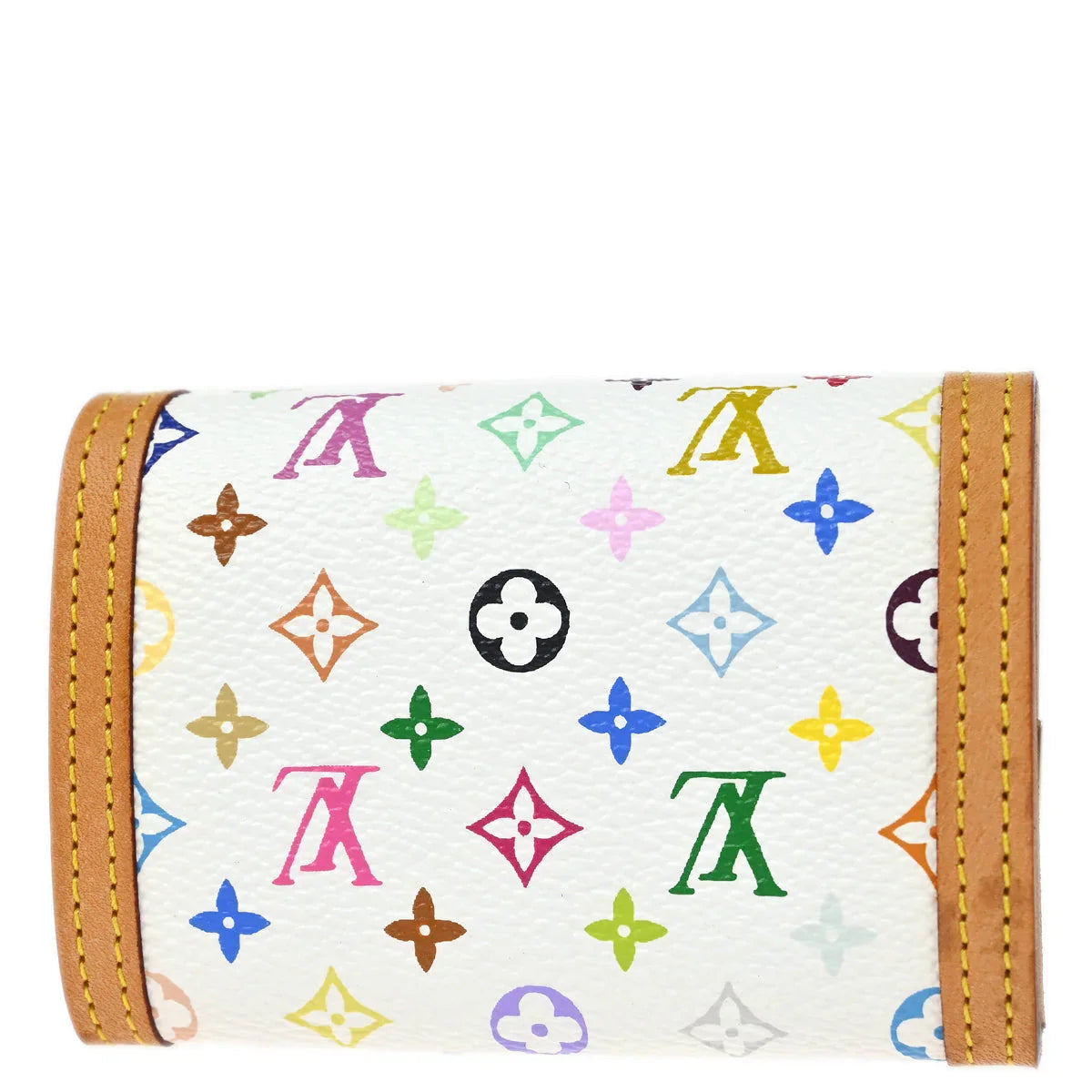 Louis Vuitton 2007 White Multicolor Porte Monnaie Plat Wallet